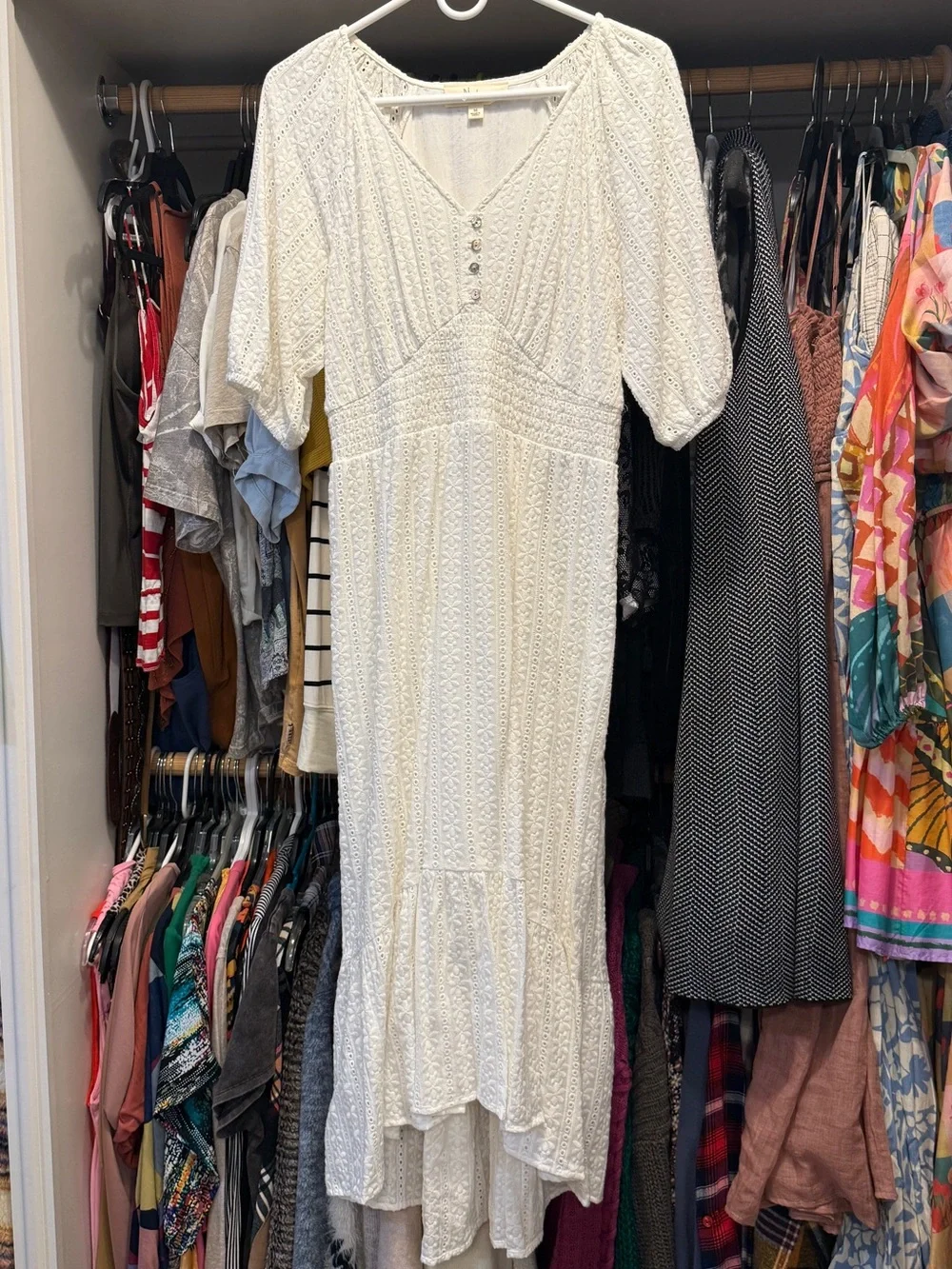 Westbound White Lace Maxi Dress with V-Neck